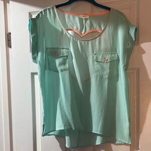 Mine Green Boxy Cut Out Blouse